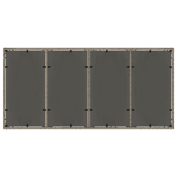 Table de jardin dessus en verre Gris 190x90x75cm Résine tressée – Image 5