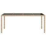 Table de jardin avec dessus en verre beige résine tressée – Image 2