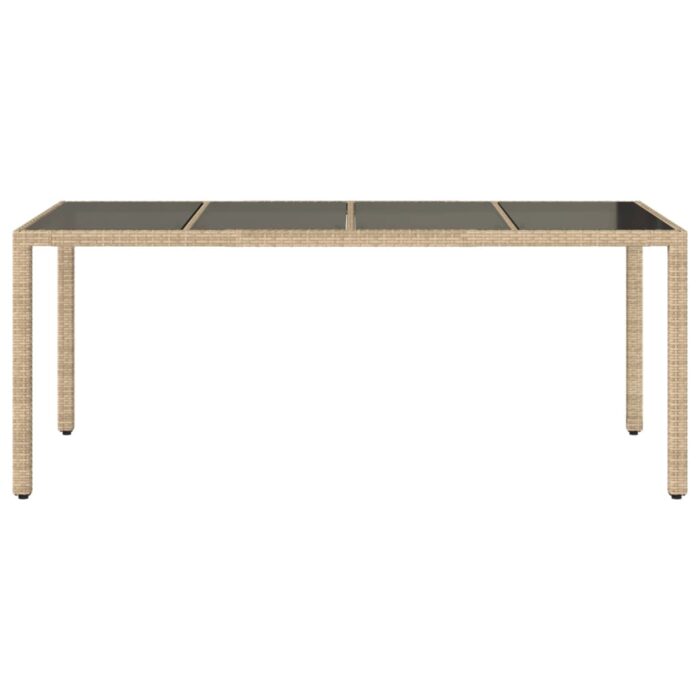 Table de jardin avec dessus en verre beige résine tressée – Image 2