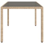 Table de jardin avec dessus en verre beige résine tressée – Image 3