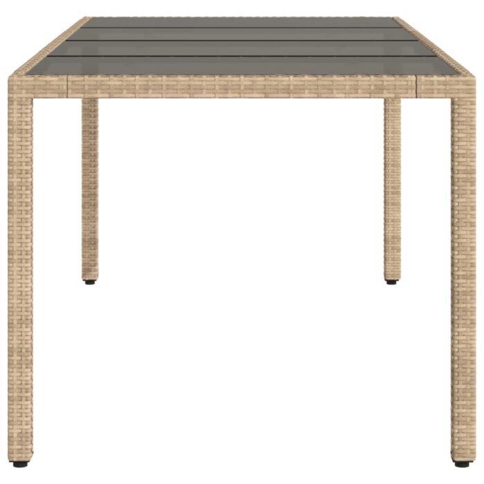 Table de jardin avec dessus en verre beige résine tressée – Image 3