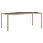 Table de jardin avec dessus en verre beige résine tressée – Image 4