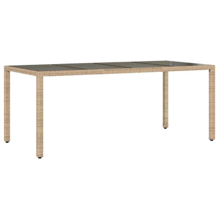 Table de jardin avec dessus en verre beige résine tressée – Image 4