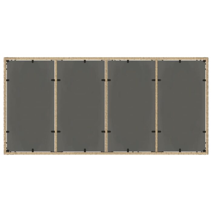 Table de jardin avec dessus en verre beige résine tressée – Image 5