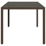 Table de jardin avec dessus en verre marron résine tressée – Image 3