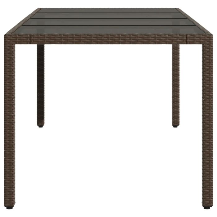 Table de jardin avec dessus en verre marron résine tressée – Image 3