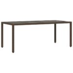 Table de jardin avec dessus en verre marron résine tressée – Image 4