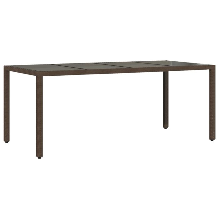 Table de jardin avec dessus en verre marron résine tressée – Image 4
