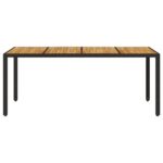 Table de jardin et dessus en bois d'acacia noir résine tressée – Image 2