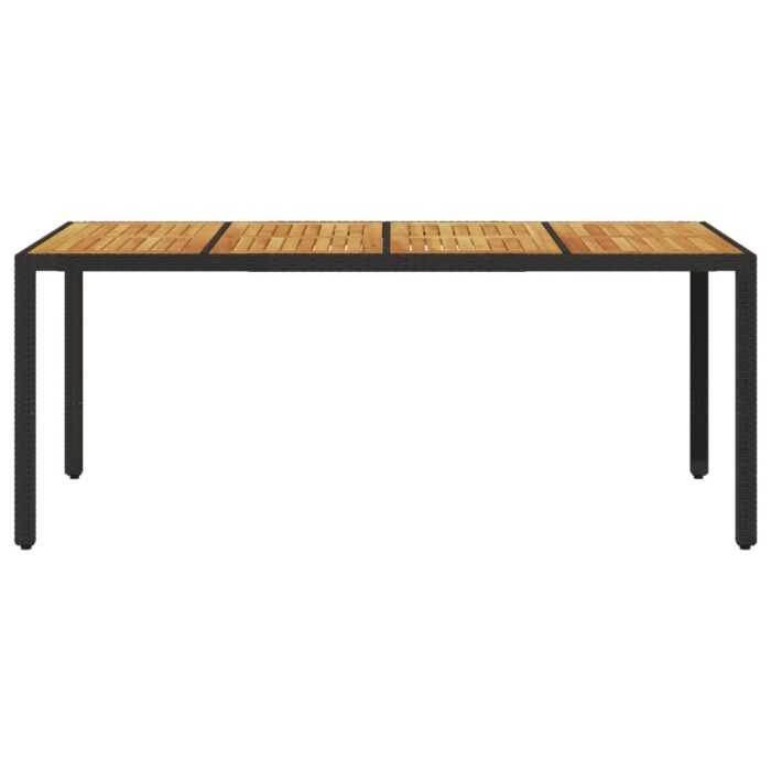 Table de jardin et dessus en bois d'acacia noir résine tressée – Image 2