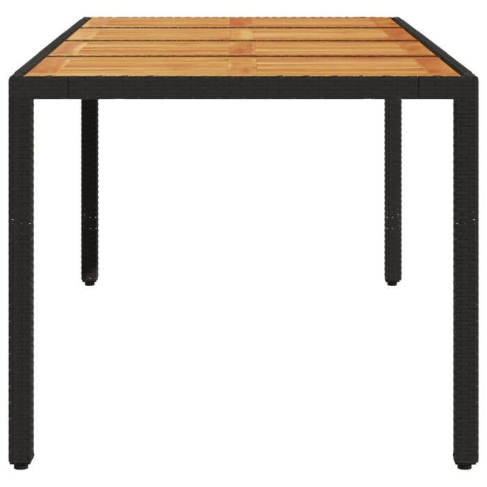 Table de jardin et dessus en bois d'acacia noir résine tressée – Image 3