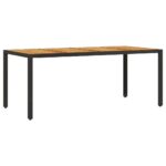 Table de jardin et dessus en bois d'acacia noir résine tressée – Image 4