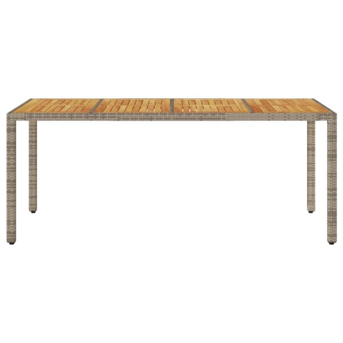 Table de jardin et dessus en bois d'acacia gris résine tressée – Image 2