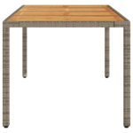 Table de jardin et dessus en bois d'acacia gris résine tressée – Image 3