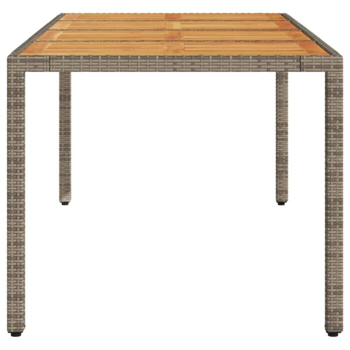 Table de jardin et dessus en bois d'acacia gris résine tressée – Image 3