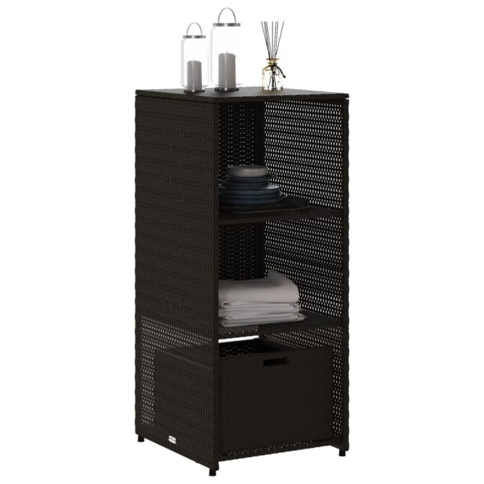 Armoire de rangement de jardin noir 50x55x115 cm résine tressée – Image 2