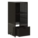 Armoire de rangement de jardin noir 50x55x115 cm résine tressée – Image 4