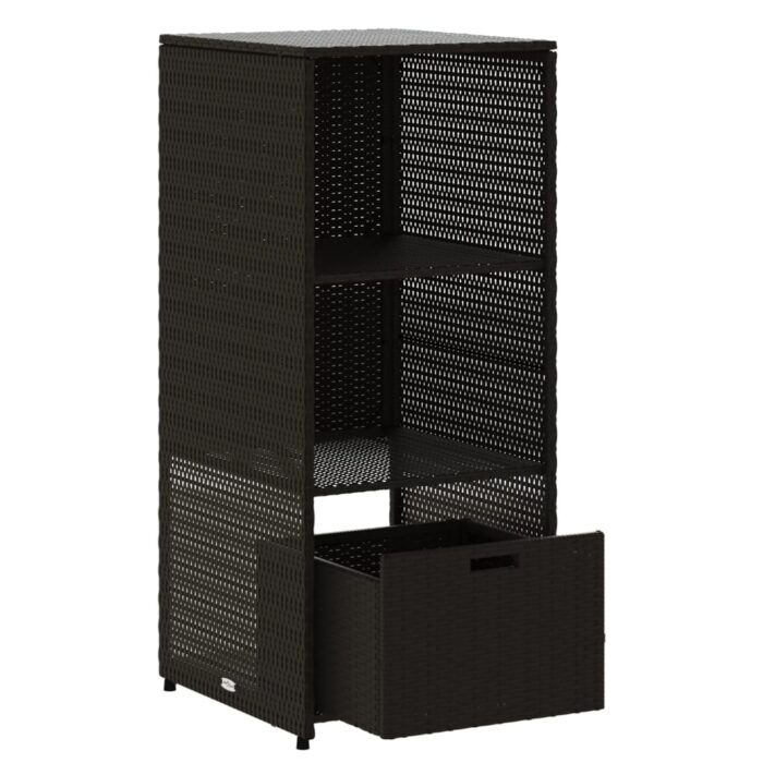 Armoire de rangement de jardin noir 50x55x115 cm résine tressée – Image 4