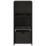 Armoire de rangement de jardin noir 50x55x115 cm résine tressée – Image 5