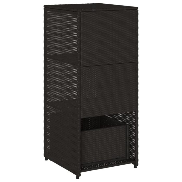Armoire de rangement de jardin noir 50x55x115 cm résine tressée – Image 7