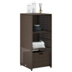 Armoire de rangement jardin marron 50x55x115 cm résine tressée – Image 2