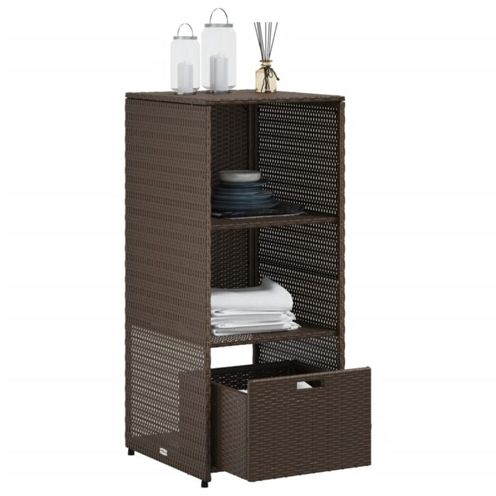 Armoire de rangement jardin marron 50x55x115 cm résine tressée – Image 3
