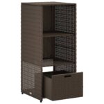 Armoire de rangement jardin marron 50x55x115 cm résine tressée – Image 4