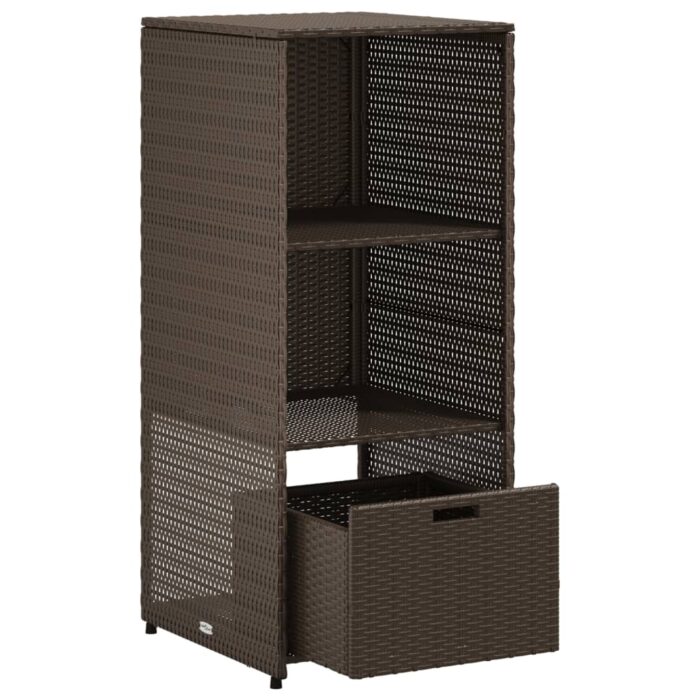 Armoire de rangement jardin marron 50x55x115 cm résine tressée – Image 4