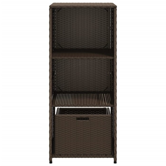 Armoire de rangement jardin marron 50x55x115 cm résine tressée – Image 5