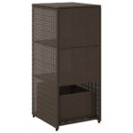 Armoire de rangement jardin marron 50x55x115 cm résine tressée – Image 7