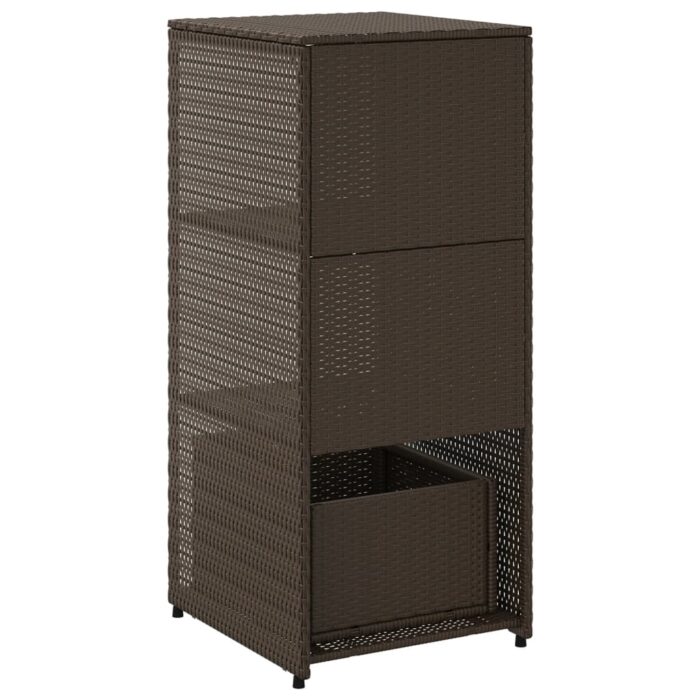 Armoire de rangement jardin marron 50x55x115 cm résine tressée – Image 7