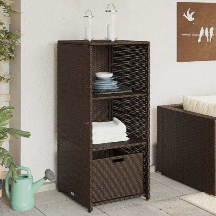Armoire de rangement jardin marron 50x55x115 cm résine tressée – Image 1