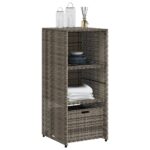 Armoire de rangement de jardin gris 50x55x115 cm résine tressée – Image 2