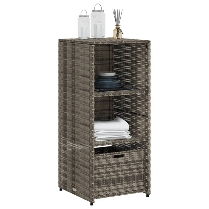 Armoire de rangement de jardin gris 50x55x115 cm résine tressée – Image 2