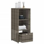 Armoire de rangement de jardin gris 50x55x115 cm résine tressée – Image 3