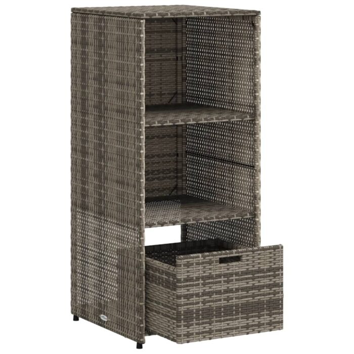 Armoire de rangement de jardin gris 50x55x115 cm résine tressée – Image 4