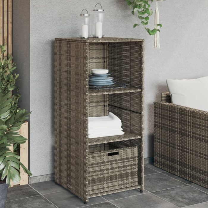 Armoire de rangement de jardin gris 50x55x115 cm résine tressée – Image 1