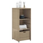 Armoire de rangement de jardin beige 50x55x115cm résine tressée – Image 2