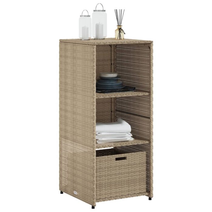Armoire de rangement de jardin beige 50x55x115cm résine tressée – Image 2