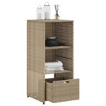 Armoire de rangement de jardin beige 50x55x115cm résine tressée – Image 3