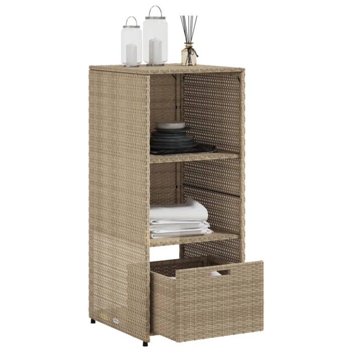 Armoire de rangement de jardin beige 50x55x115cm résine tressée – Image 3