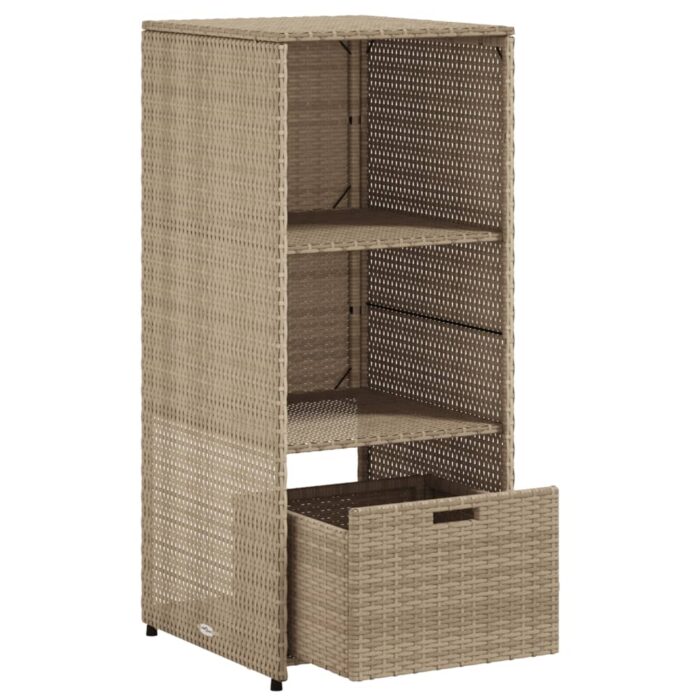 Armoire de rangement de jardin beige 50x55x115cm résine tressée – Image 4