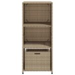 Armoire de rangement de jardin beige 50x55x115cm résine tressée – Image 5
