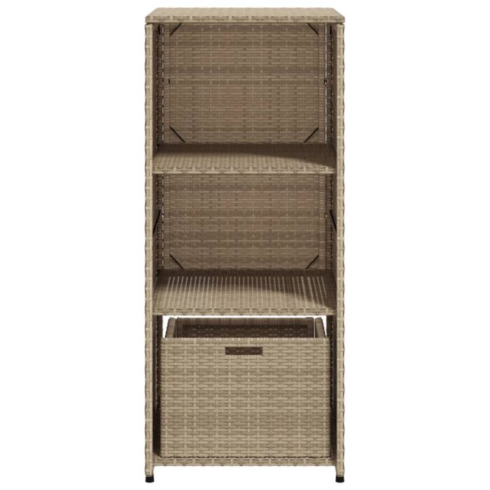 Armoire de rangement de jardin beige 50x55x115cm résine tressée – Image 5