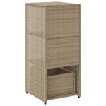 Armoire de rangement de jardin beige 50x55x115cm résine tressée – Image 7