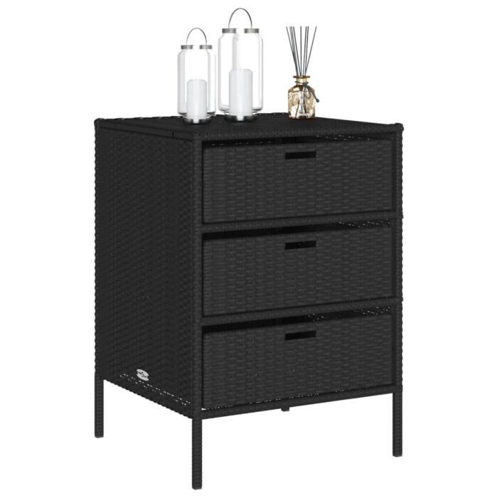 Armoire de rangement de jardin noir 55x59x80 cm résine tressée – Image 2