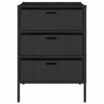 Armoire de rangement de jardin noir 55x59x80 cm résine tressée – Image 5
