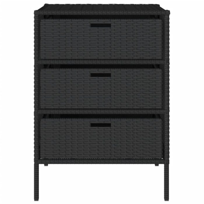 Armoire de rangement de jardin noir 55x59x80 cm résine tressée – Image 5