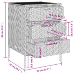 Armoire de rangement de jardin et 3 tiroirs gris résine tressée – Image 11