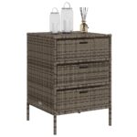 Armoire de rangement de jardin et 3 tiroirs gris résine tressée – Image 2
